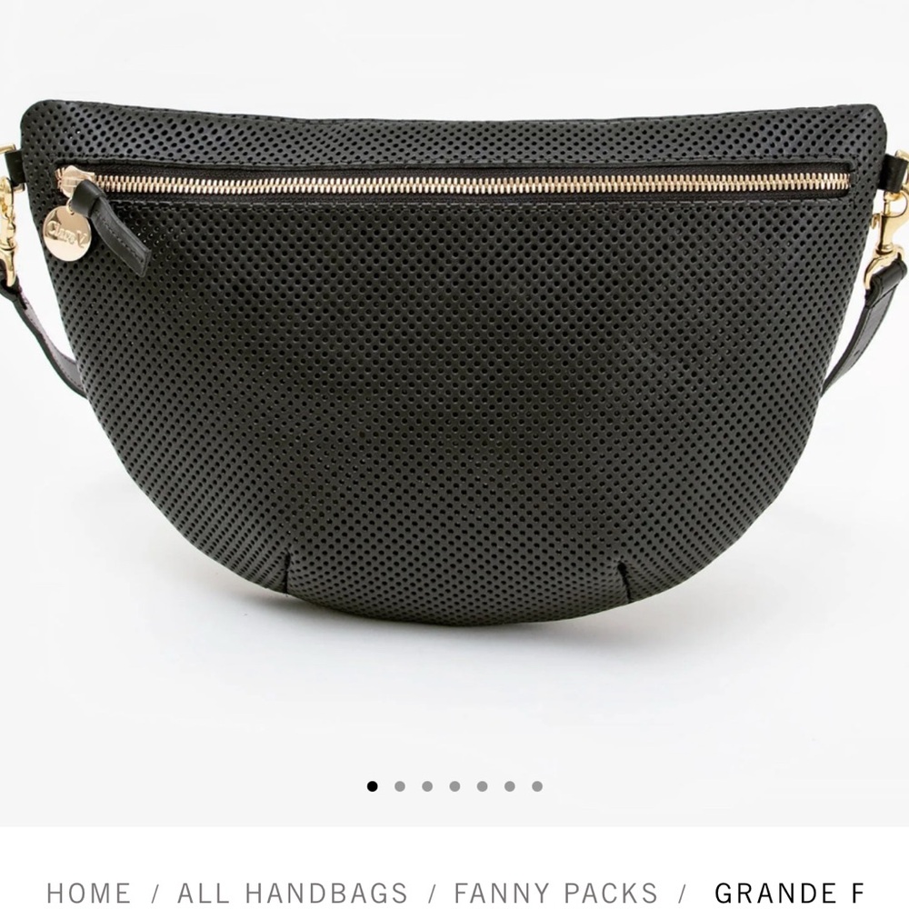 Clare V Black Perforated Grande Fanny Bag Sleek Modern Design